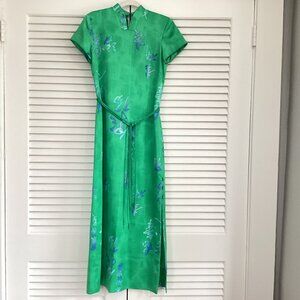 Vintage Andrade Polynesian Casuals Hawaii Mandarin Cheongsam Dress Maxi Size 8